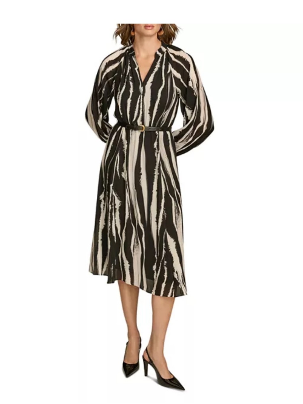 Donna Karan New York Black White Abstract Zebra Print Dress Sz 6 Nwt No Belt